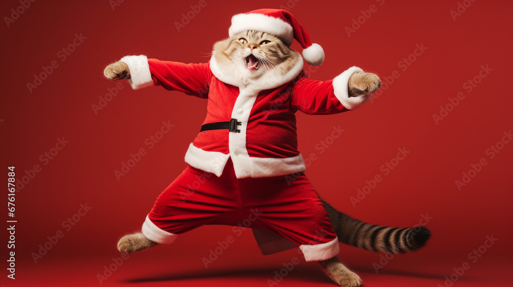 Cat in a Santa Claus costume for Christmas