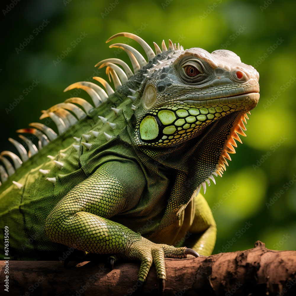 A big green iguana lizard in nature.