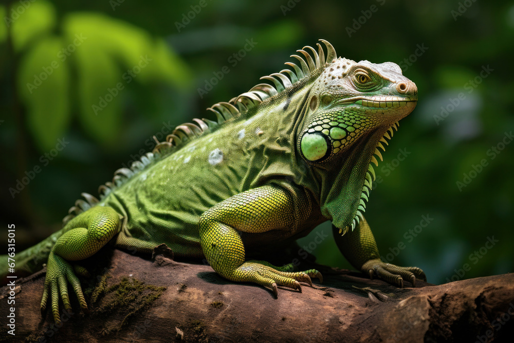 A big green iguana lizard in nature.