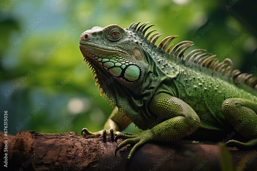 A big green iguana lizard in nature.