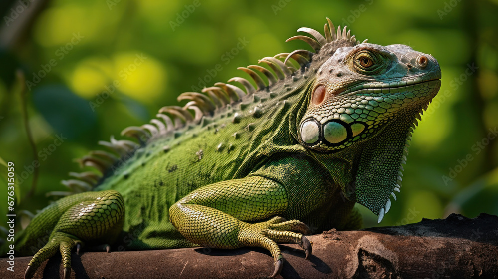 A big green iguana lizard in nature.