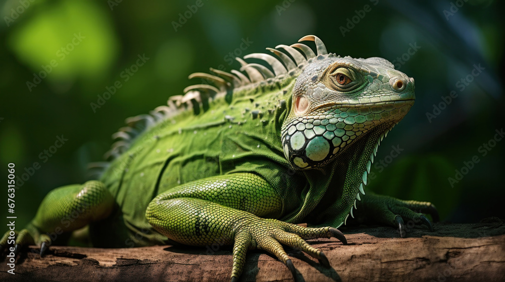 A big green iguana lizard in nature.