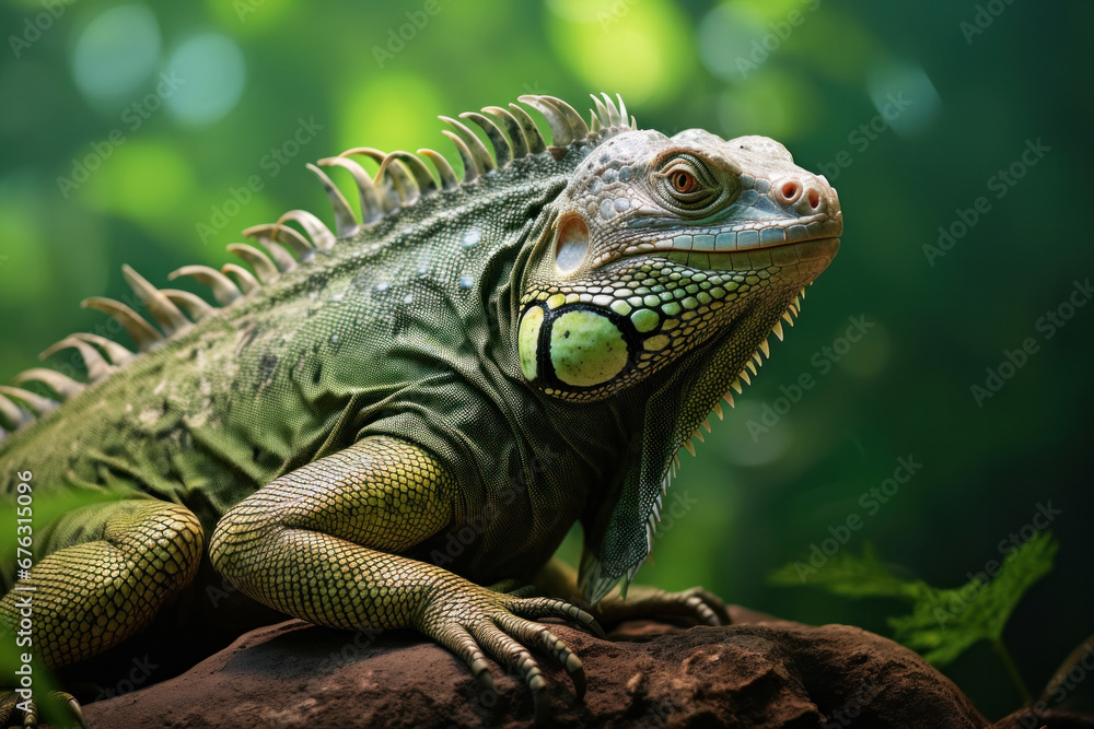 A big green iguana lizard in nature.