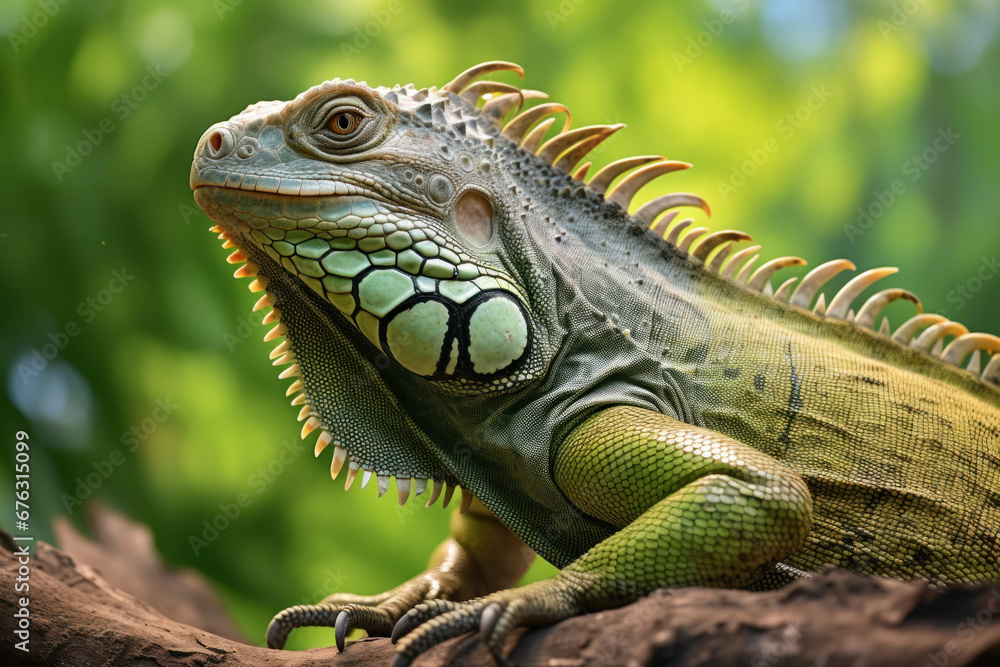 A big green iguana lizard in nature.