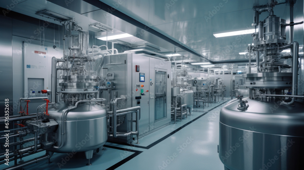 Advanced equipment inside a pharmaceutical manufacturing facility.