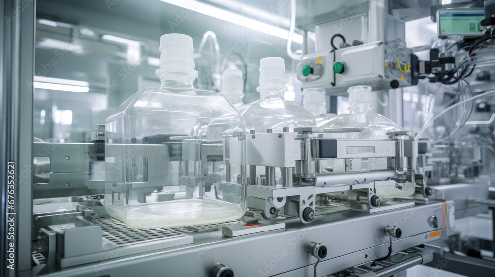 Advanced equipment inside a pharmaceutical manufacturing facility.