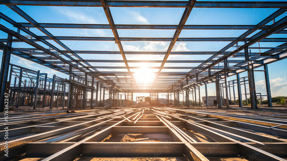 Structure of steel for building under construction.