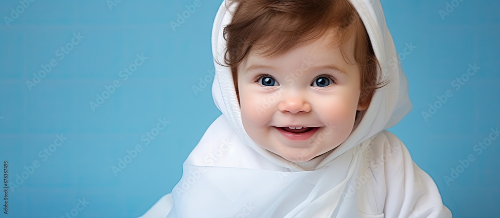 People love the adorable baby girl with her beautiful white skin Her childlike innocence radiates health beauty and happiness shining through her bright blue eyes in every face portrait Thi