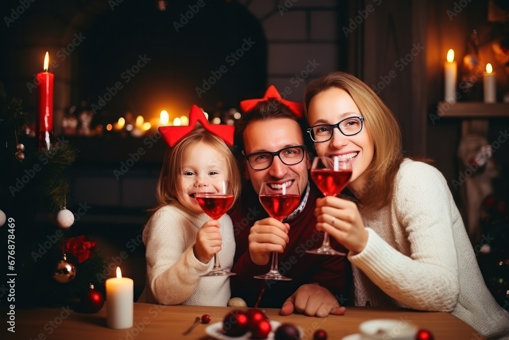 happy family celebrating christmas eve