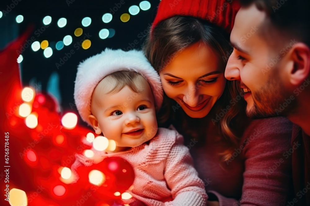 happy family celebrating christmas eve