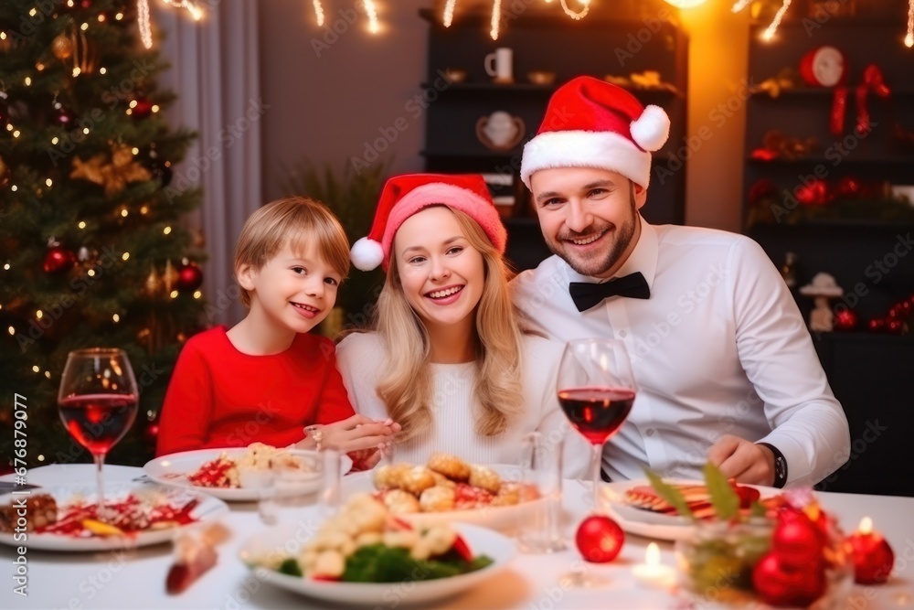 happy family celebrating christmas eve