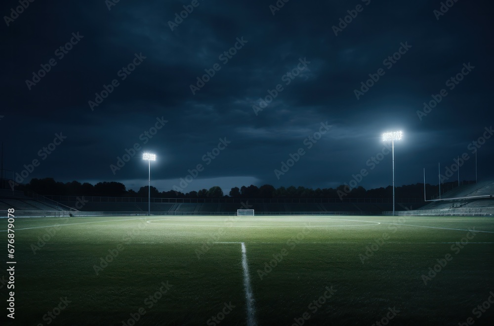 soccer ball on grass on a field at night