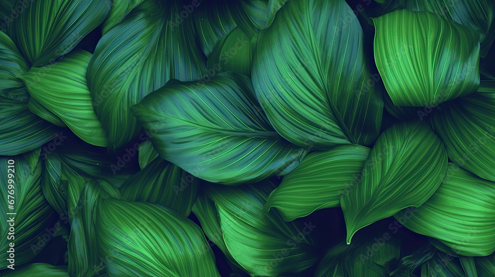 leaves background,  leaves of Spathiphyllum cannifolium, abstract green texture, nature background, tropical leaf