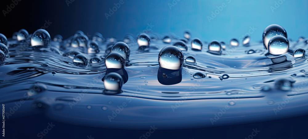 drops of water, drops of water on a glass,Blue water in nature showcases liquid essence, clean droplets, invigorating aqua purity, and creates a soothing, refreshing atmosphere for any project