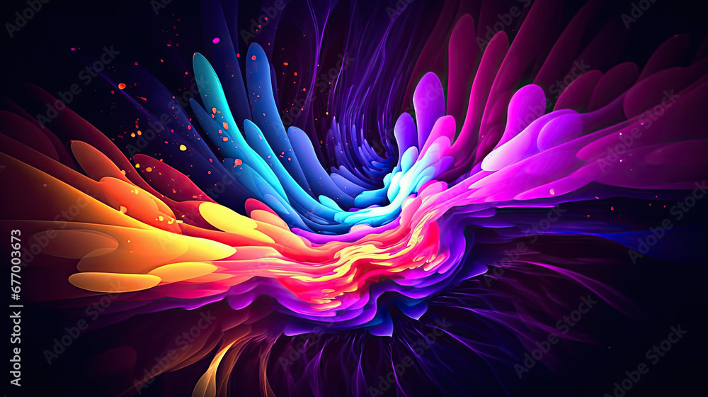 abstract colorful background with waves, Abstract neon fractal wallpaper, fractal background