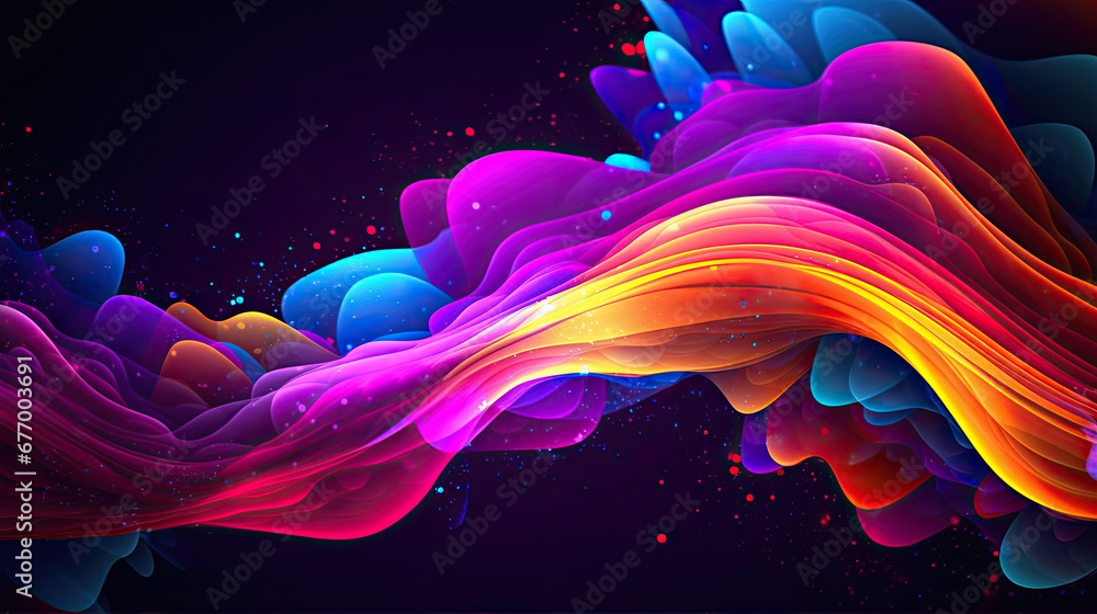 abstract colorful background with waves, Abstract neon fractal wallpaper, fractal background