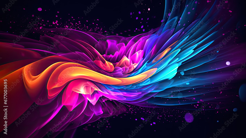 abstract colorful background with waves, Abstract neon fractal wallpaper, fractal background