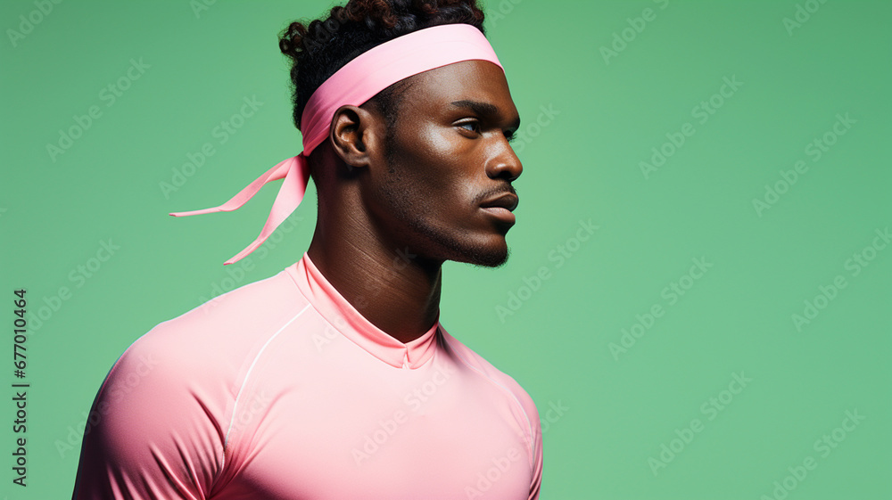 Athletic African young man on a vibrant background