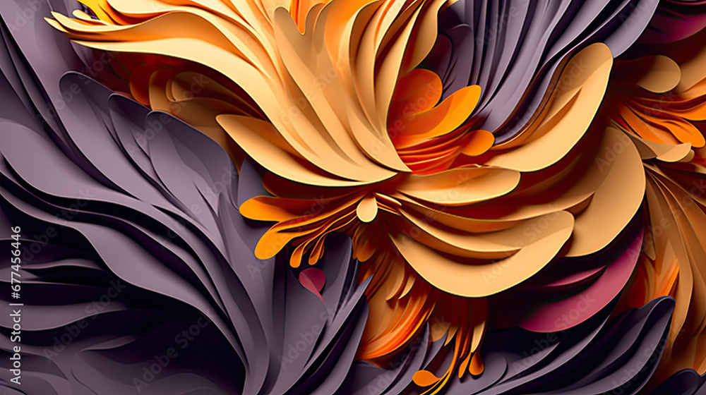 background with flowers, abstract orange purple floral background, Paper background