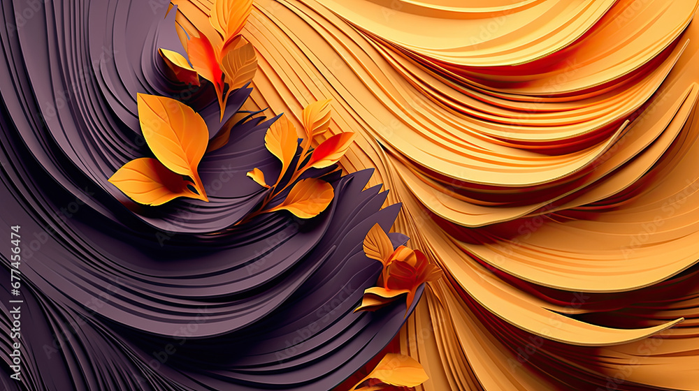 background with flowers, abstract orange purple floral background, Paper background