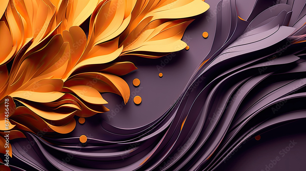 background with flowers, abstract orange purple floral background, Paper background