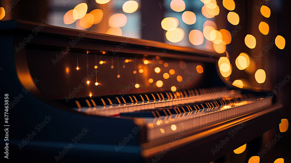 close up of a piano,  Piano Serenade Captivating Bokeh Surrounds Keys