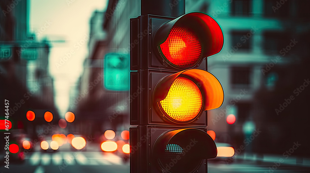 Close-up of a traffic light on street