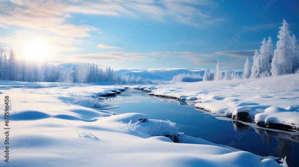 Beautiful snow landscape.