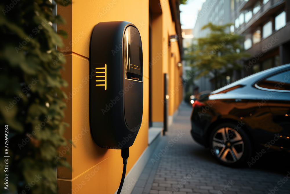 Electric vehicle AC charging pile wall mounted.