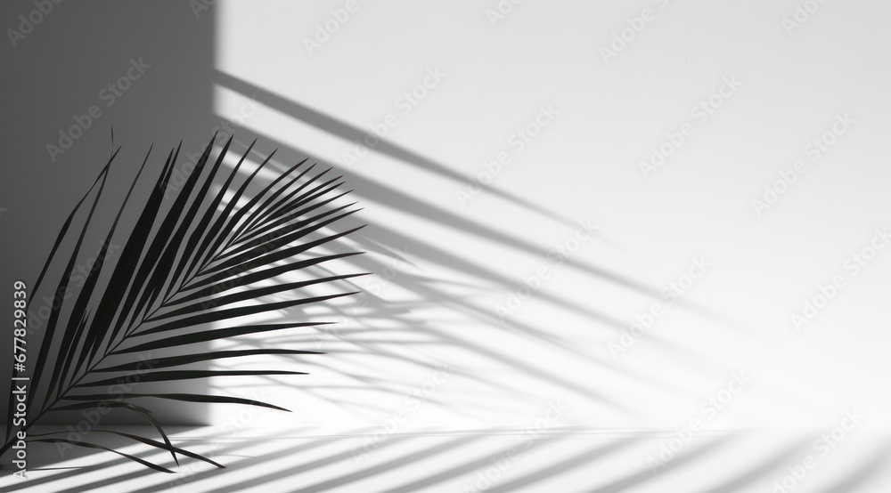 shadow of a palm leaf with white background