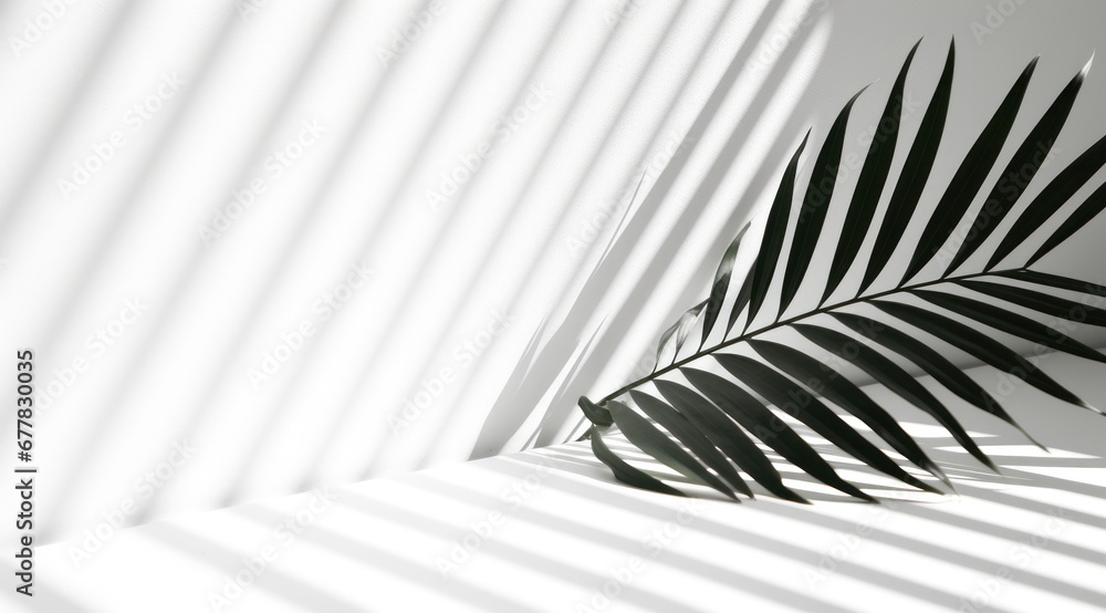 shadow of a palm leaf with white background