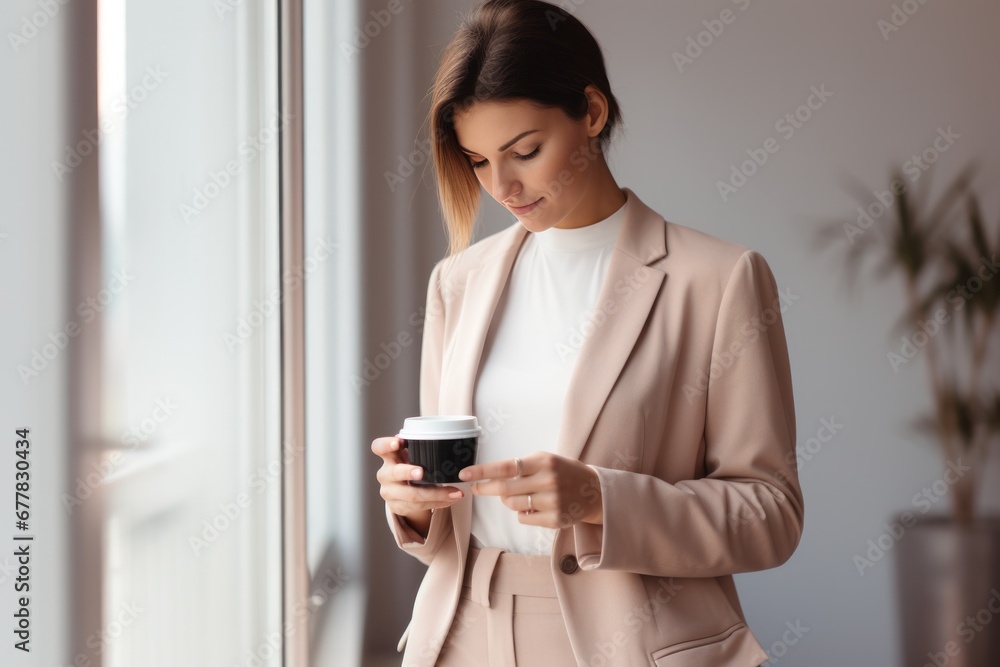 woman holding coffee cup