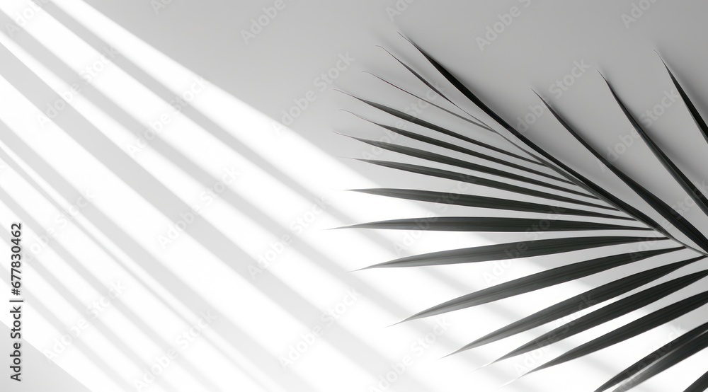 shadow of a palm leaf with white background