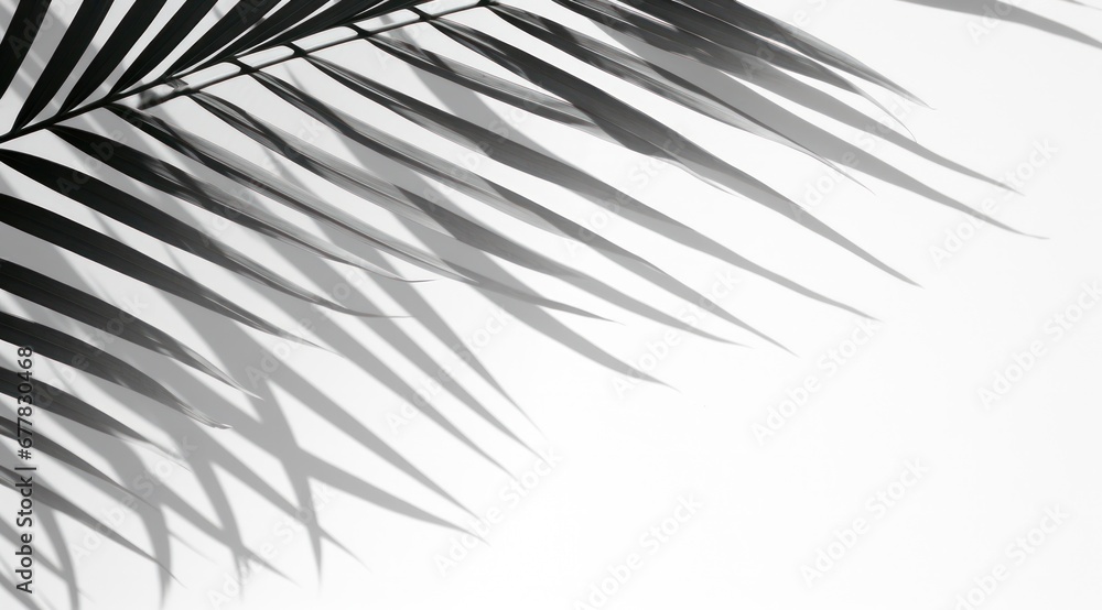 shadow of a palm leaf with white background