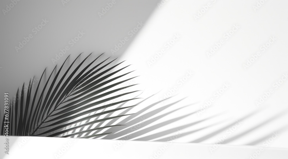 shadow of a palm leaf with white background