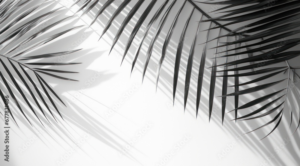 shadow of a palm leaf with white background