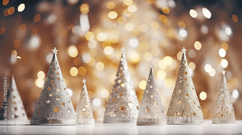 Modern shiny creative Christmas backdrop. Golden festive New Year background. Generative AI