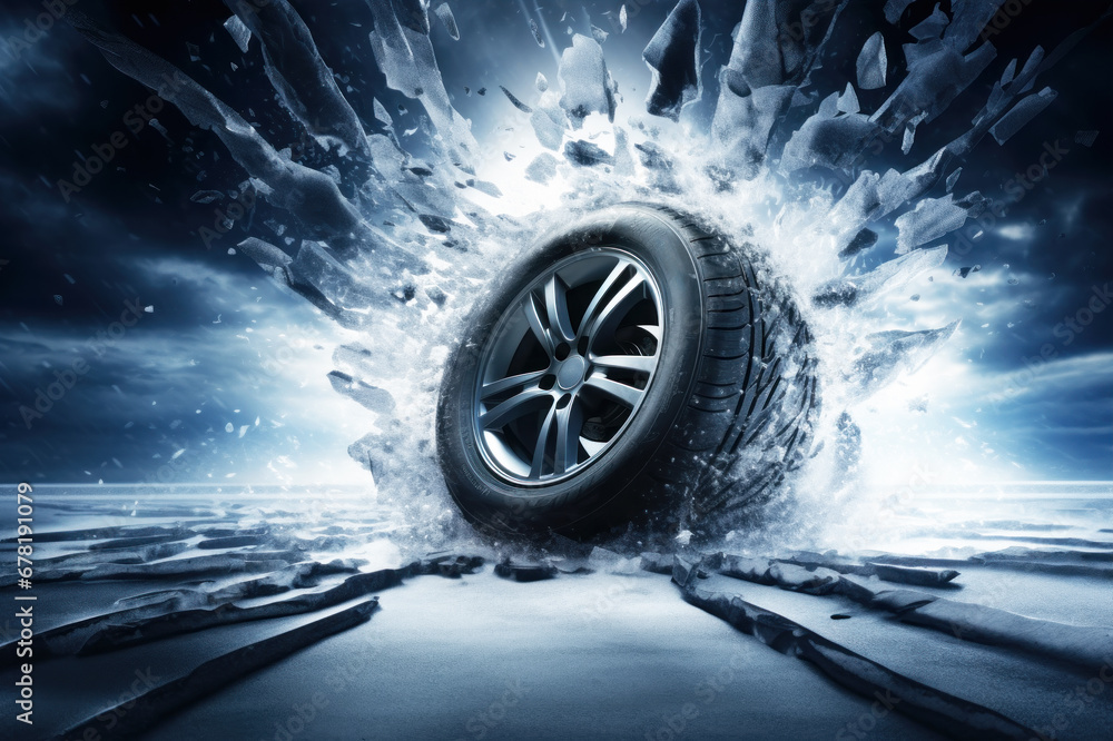 Wheel with winter tire ready for winter with snow and all difficult weather conditions