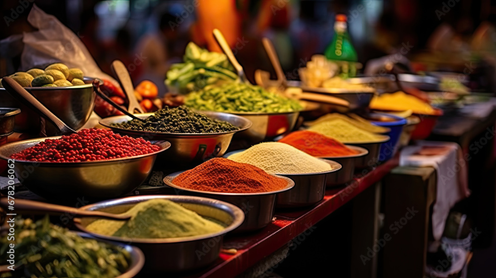 spices in the market, Spices Market with colourful mood. Colorful spices and dyes found at souk market