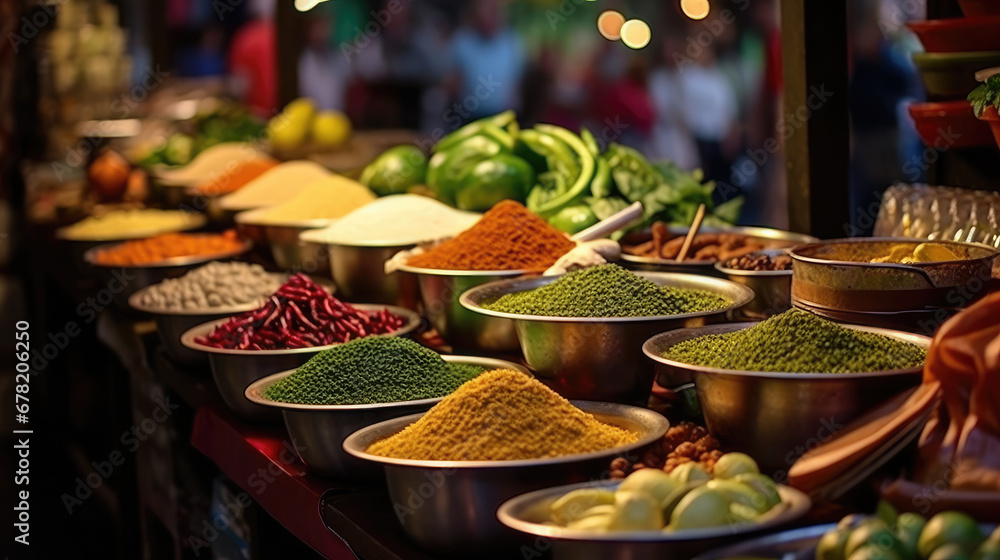 spices in the market, Spices Market with colourful mood. Colorful spices and dyes found at souk market