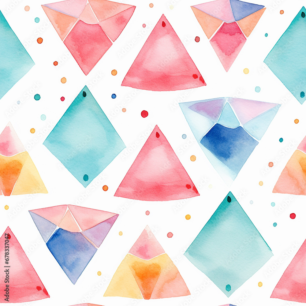 Watercolor seamless pattern with diamonds