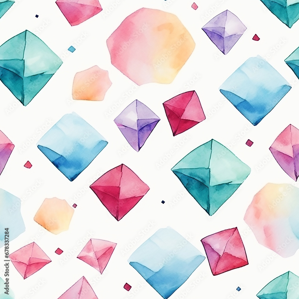 Watercolor seamless pattern with diamonds