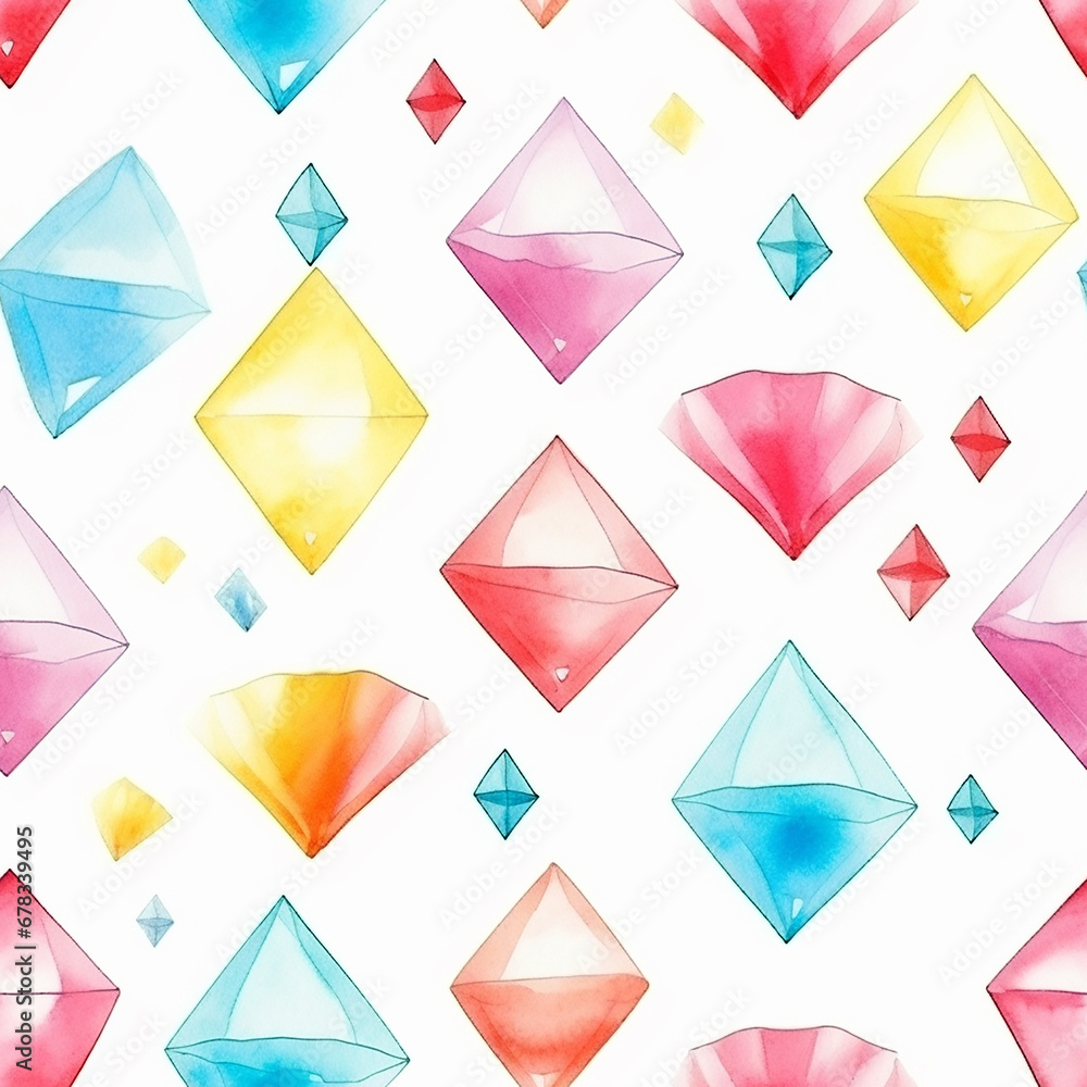 Watercolor seamless pattern with diamonds