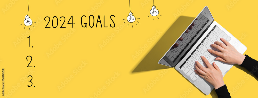 2024 goals with person using a laptop computer