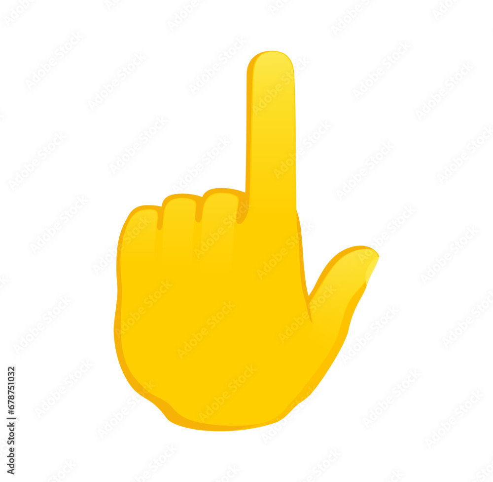 Backhand index pointing up icon. Yellow gesture emoji vector illustration