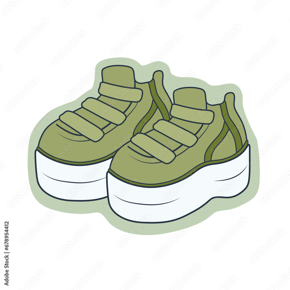 Stylish green shoes on white background