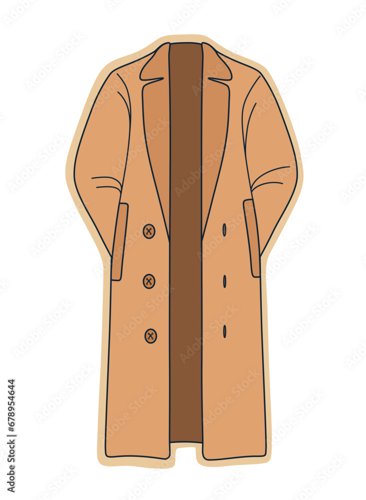 Warm winter coat on white background