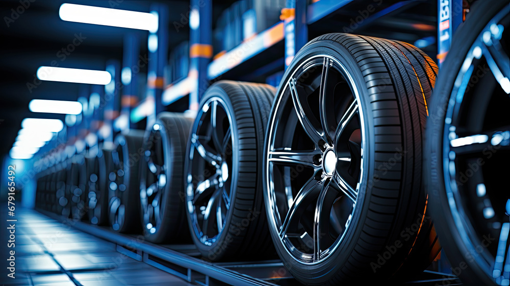 Artificial intelligence, Car tires at warehouse