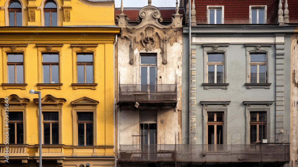 Historical bulding under construction in the old town 