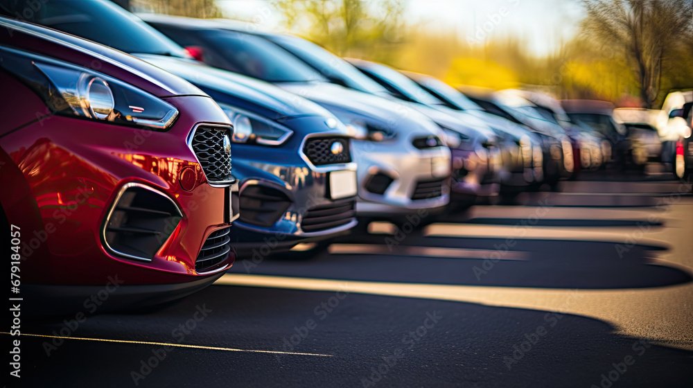 Cars For Sale Stock Lot Row. Car Dealer Inventory